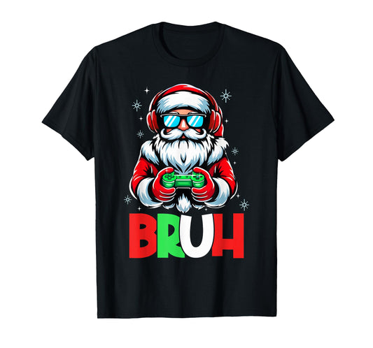 Video Game Santa Xmas Bruh Christmas Gamer Boys Mens Kids T-Shirt