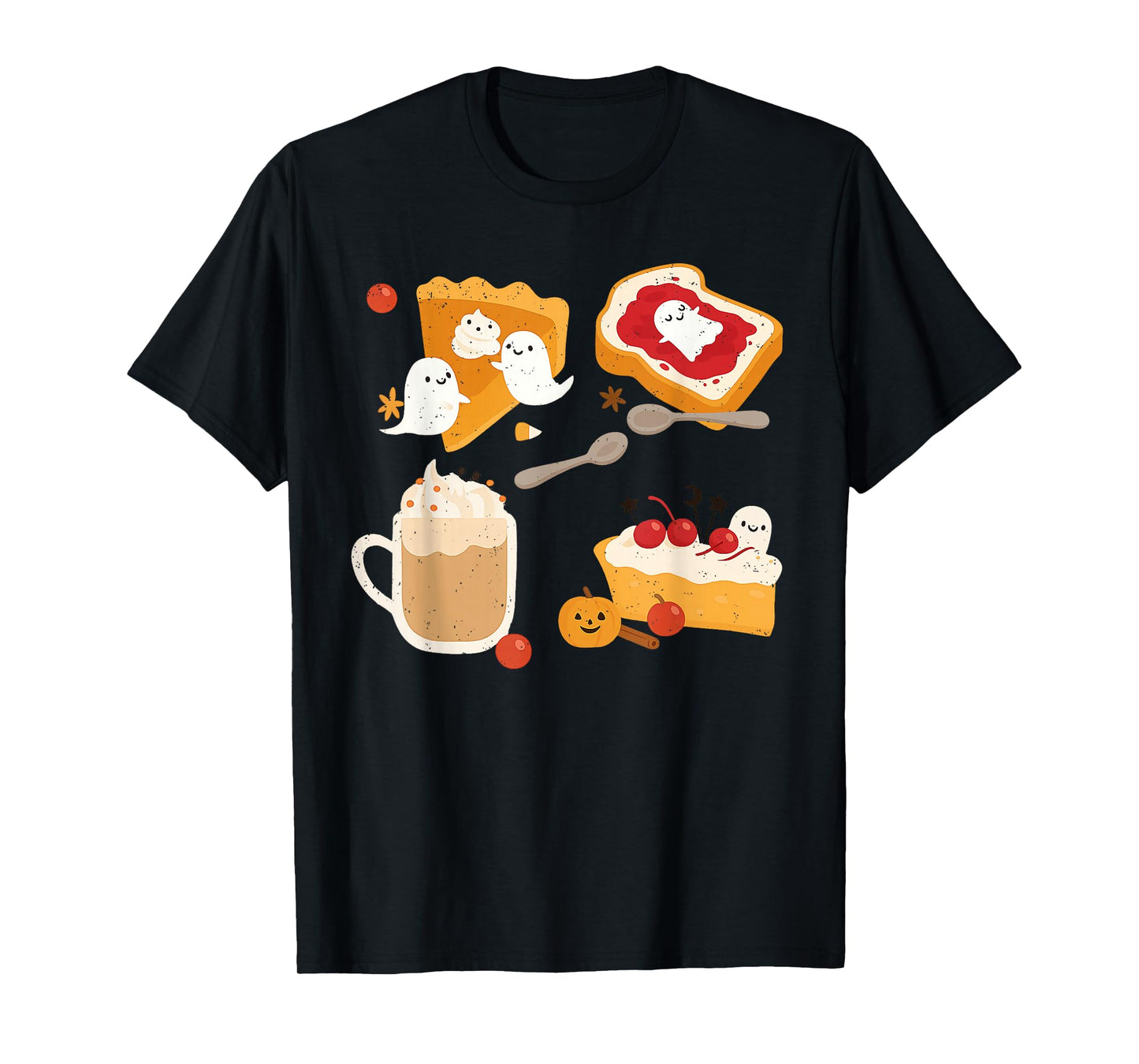 Ghost Pumpkin Pie Coffee Lover Halloween Cute Ghoul Spirit T-Shirt