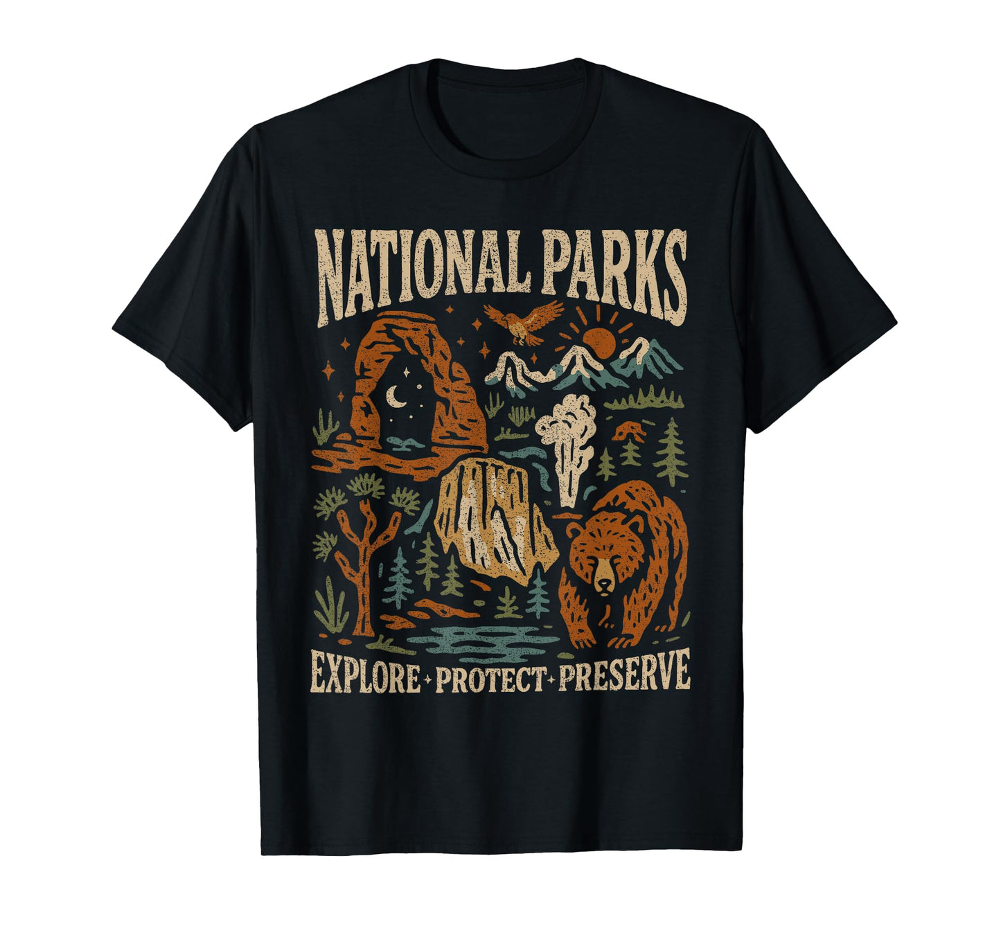 Explore Protect Preserve Park Bear, National Park Lover Gift T-Shirt