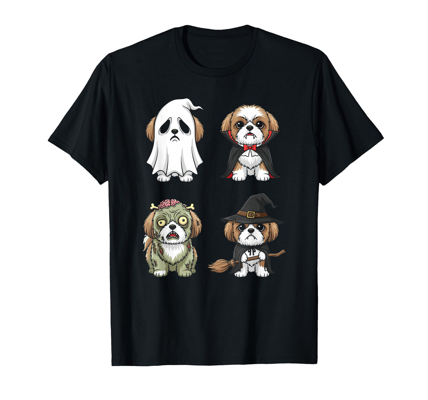 Halloween Dog Costumes Graphic Ghost Vampire Zombie Witch T-Shirt