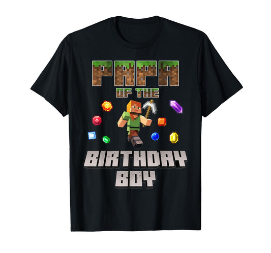 Papa Of The Birthday Boy Video Gamer Pixel Number T-Shirt