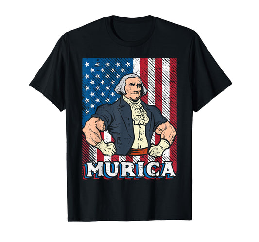 4th July Buff George Washington Murica Gym Patriot Men Women T-Shirt
