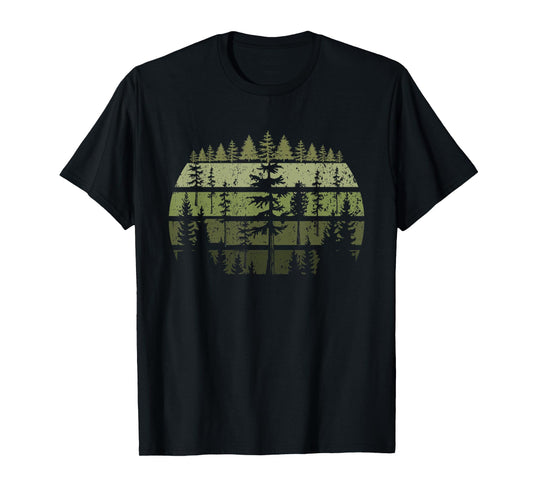 Retro Wildlife Trees Outdoors Nature Forest Vintage T-Shirt