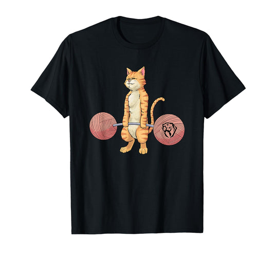Deadlifting Tabby Cat Funny For Men Women T-Shirt