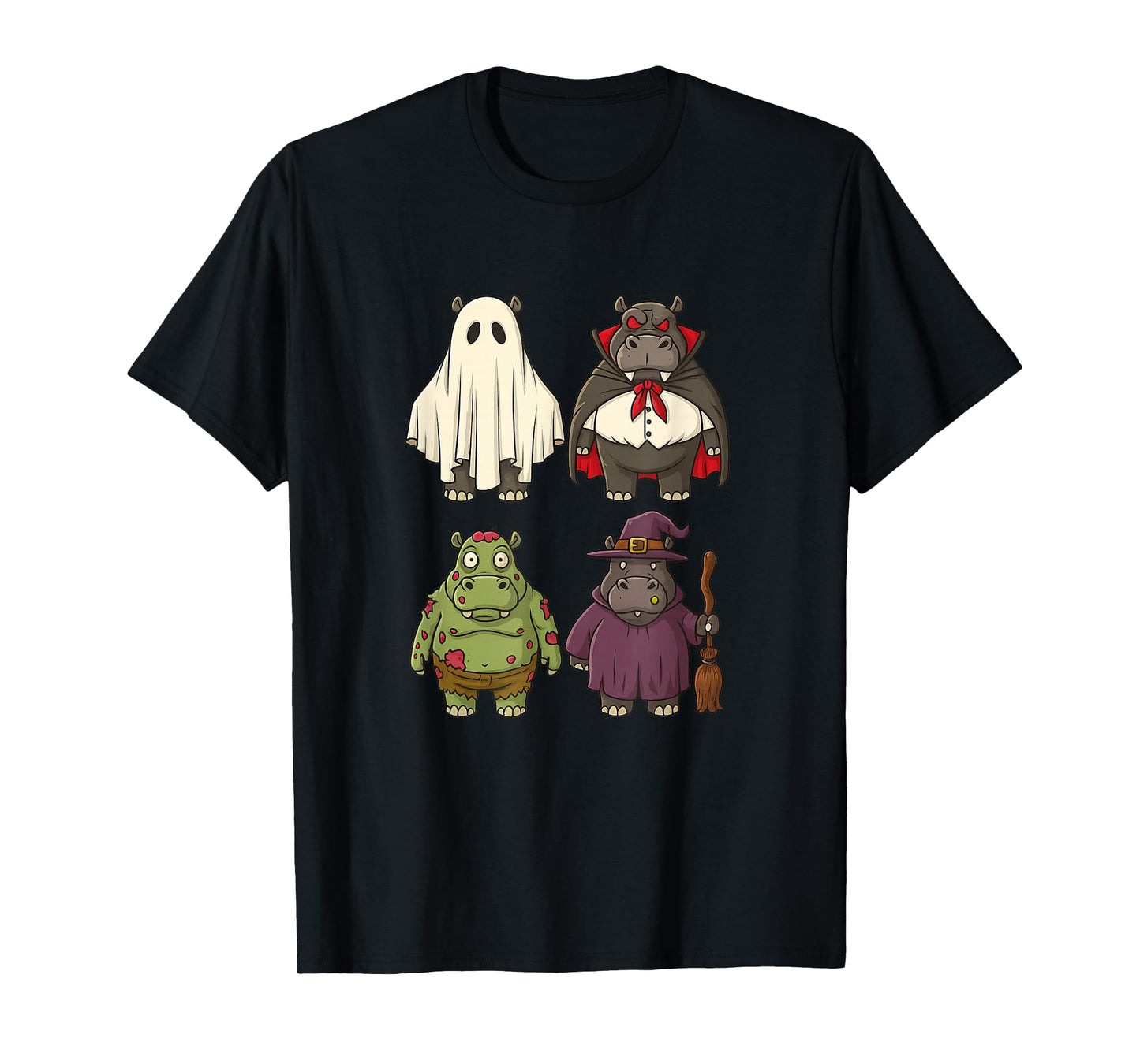 Hilarious Hippo Halloween | Hippo Ghost | Witch Halloween T-Shirt