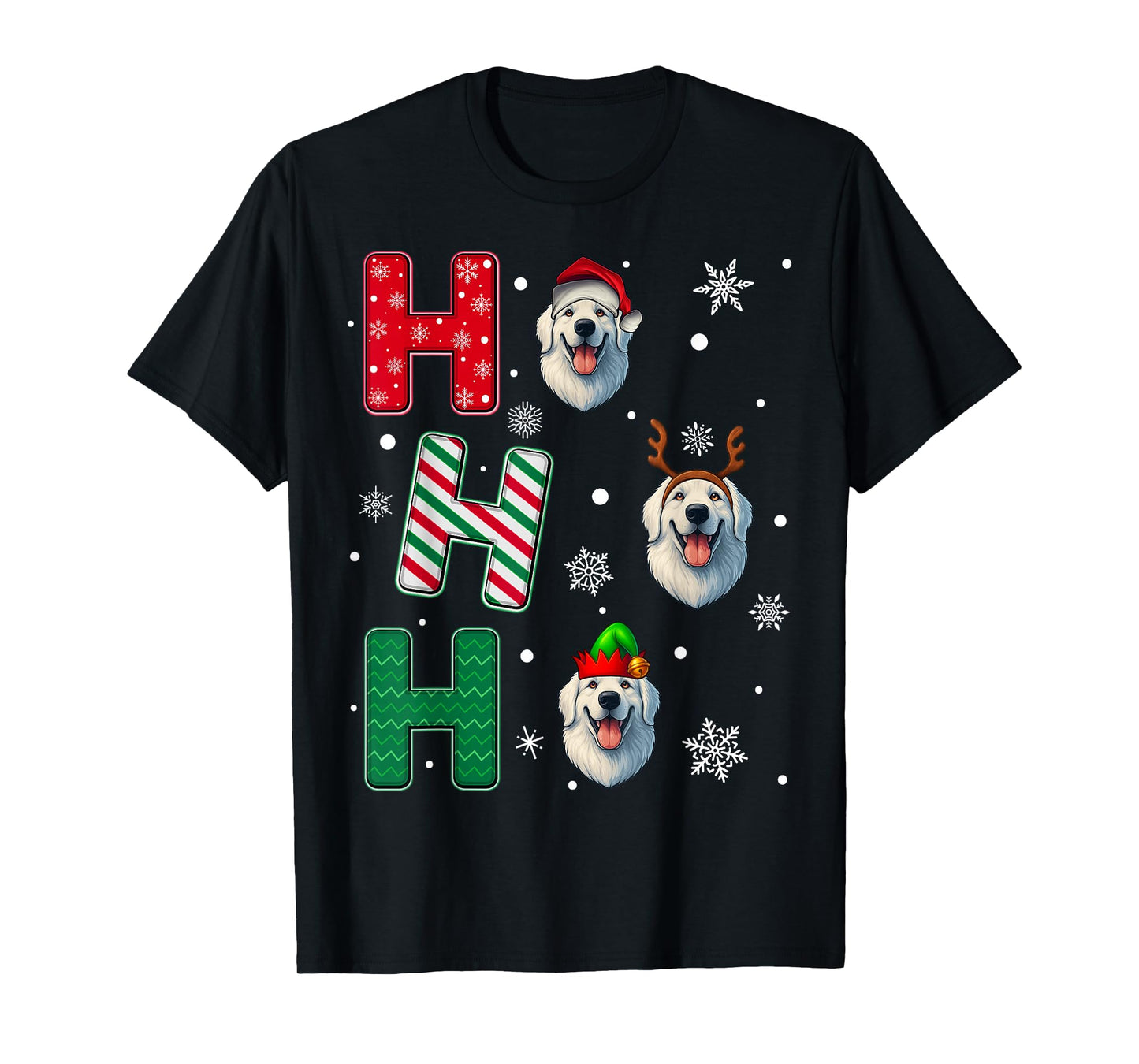 Ho Ho Ho Great Pyrenees Dog Lover Christmas Santa Elf Xmas T-Shirt