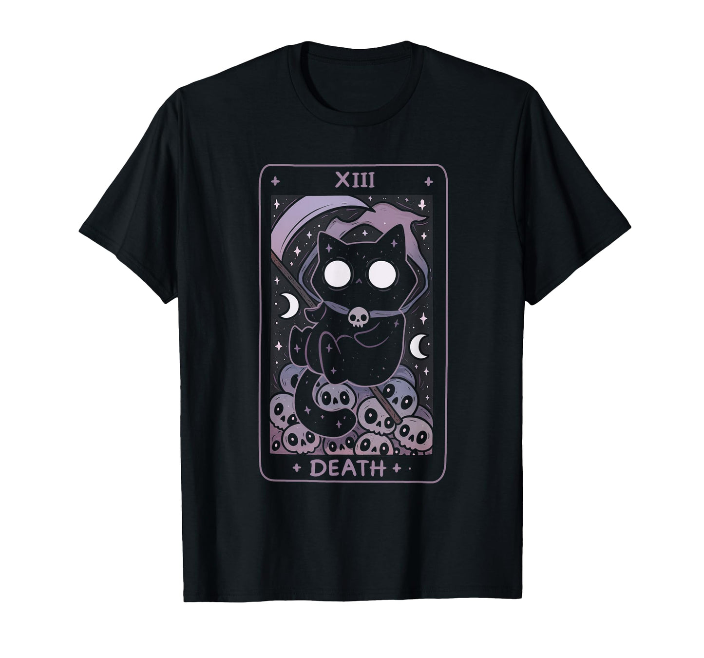 Black Cat Tarot Card Death Halloween Witchy Cat Lover T-Shirt