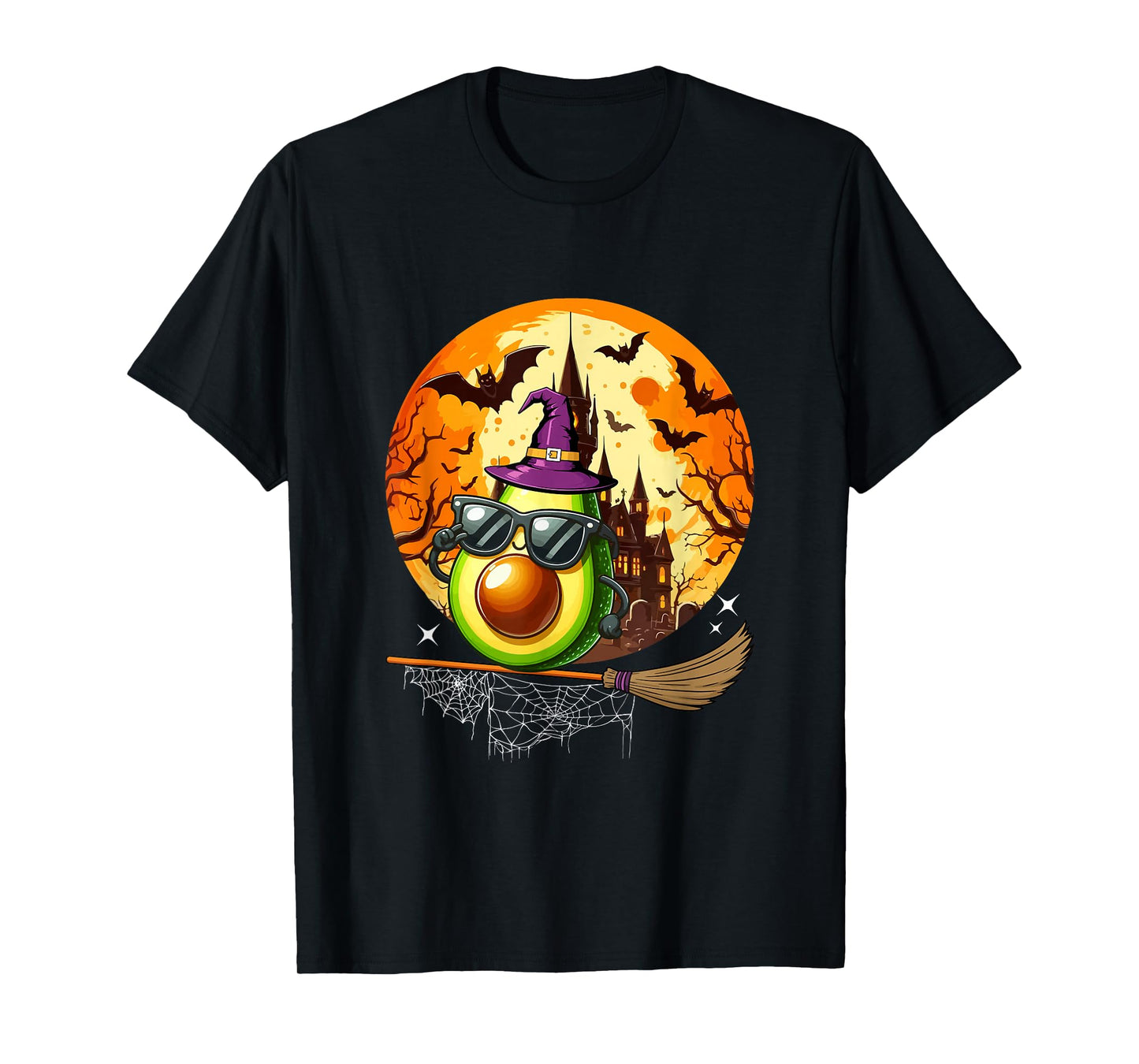 Avocado Sunglasses Cosplay Witch Halloween Moon Funny Vegan T-Shirt