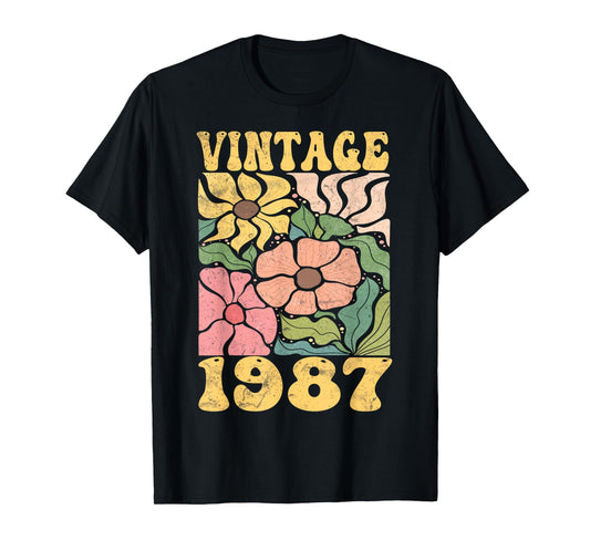 38 Years Old Vintage 1987 38th Women Birthday Wildflower T-Shirt