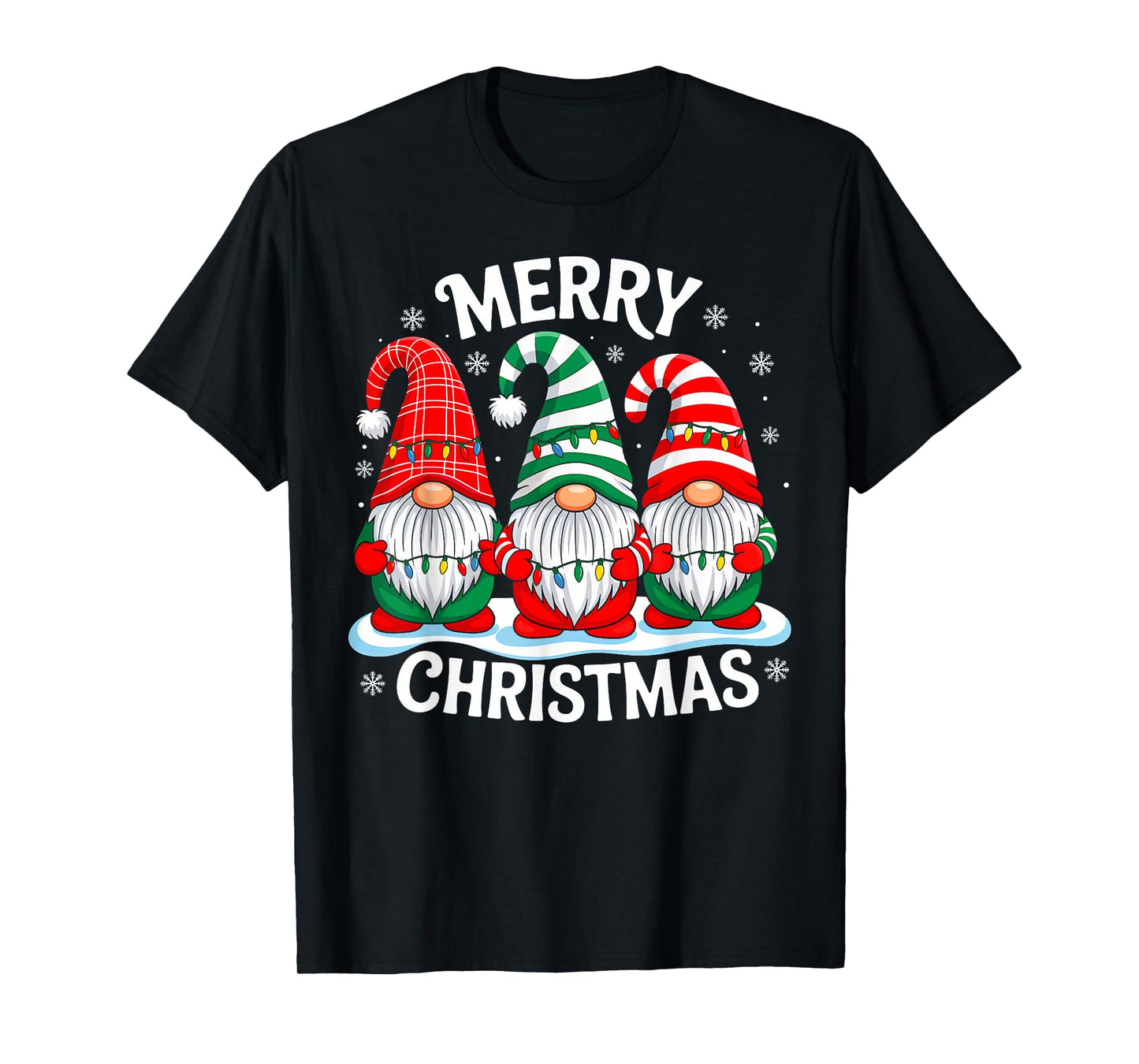 Cute Gnomes Merry Christmas Light Family Gnome Xmas Matching T-Shirt