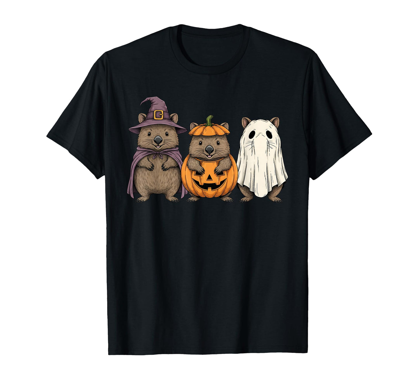 Spooky Ghost Wombat Lover Pumpkin Halloween T-Shirt