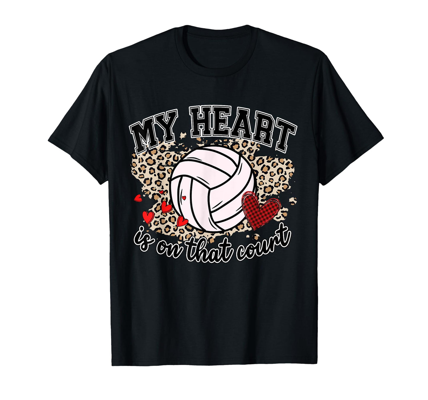Leopard Volleyball Player My Heart's On That Court Game Day T-Shirt
