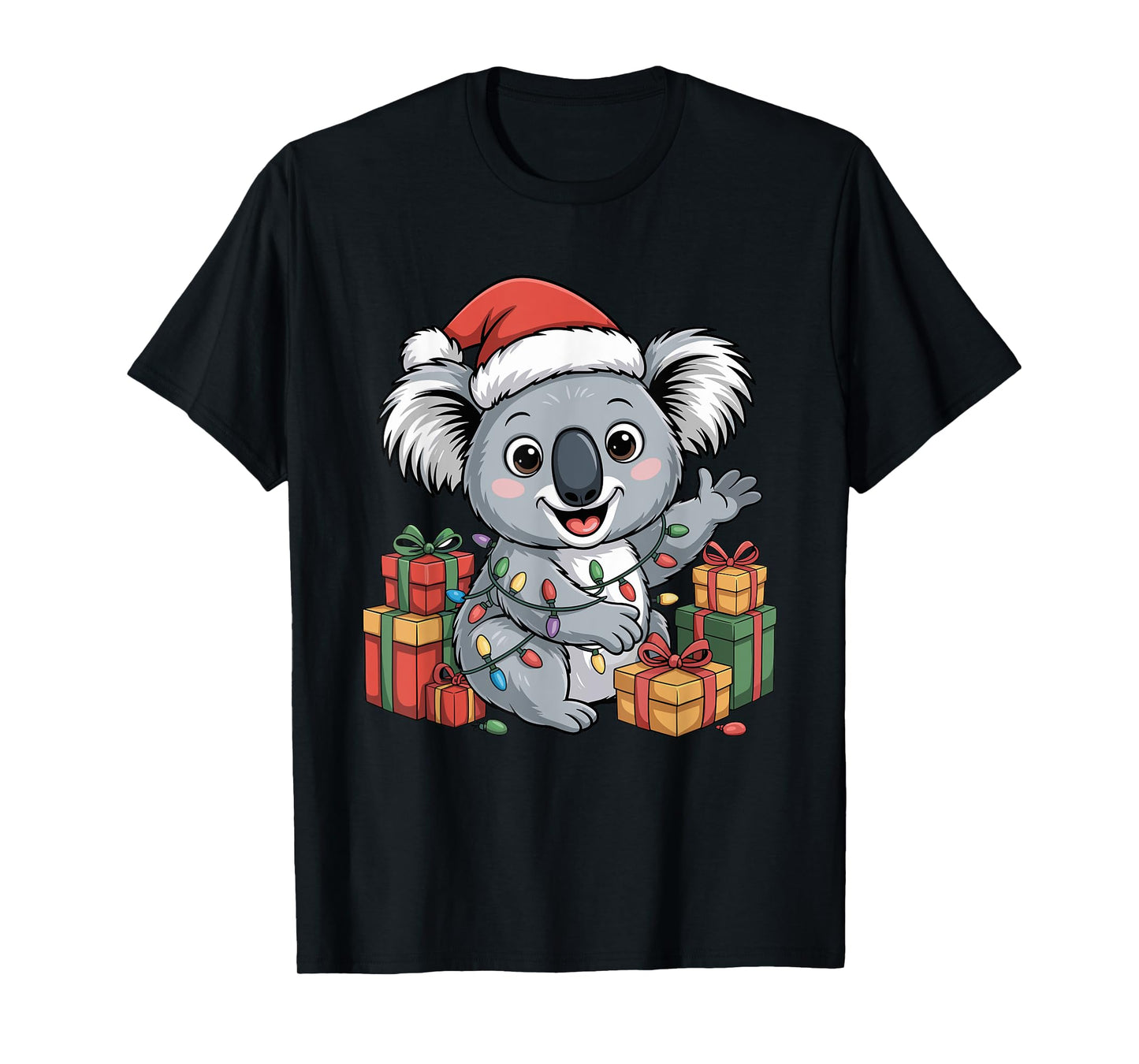 Funny Koala Santa Hat Animals Lovers Ugly Christmas Pajamas T-Shirt