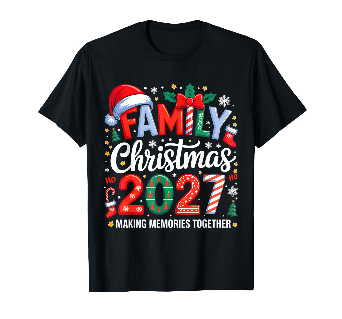 Family Christmas 2027 Squad Santa Elf Xmas Matching Costume T-Shirt