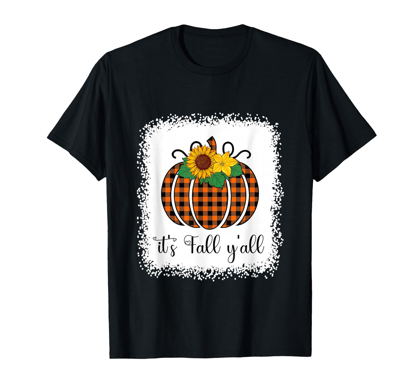 Funny Halloween Orange Pumpkin Buffalo Plaid It's Fall Y'all T-Shirt