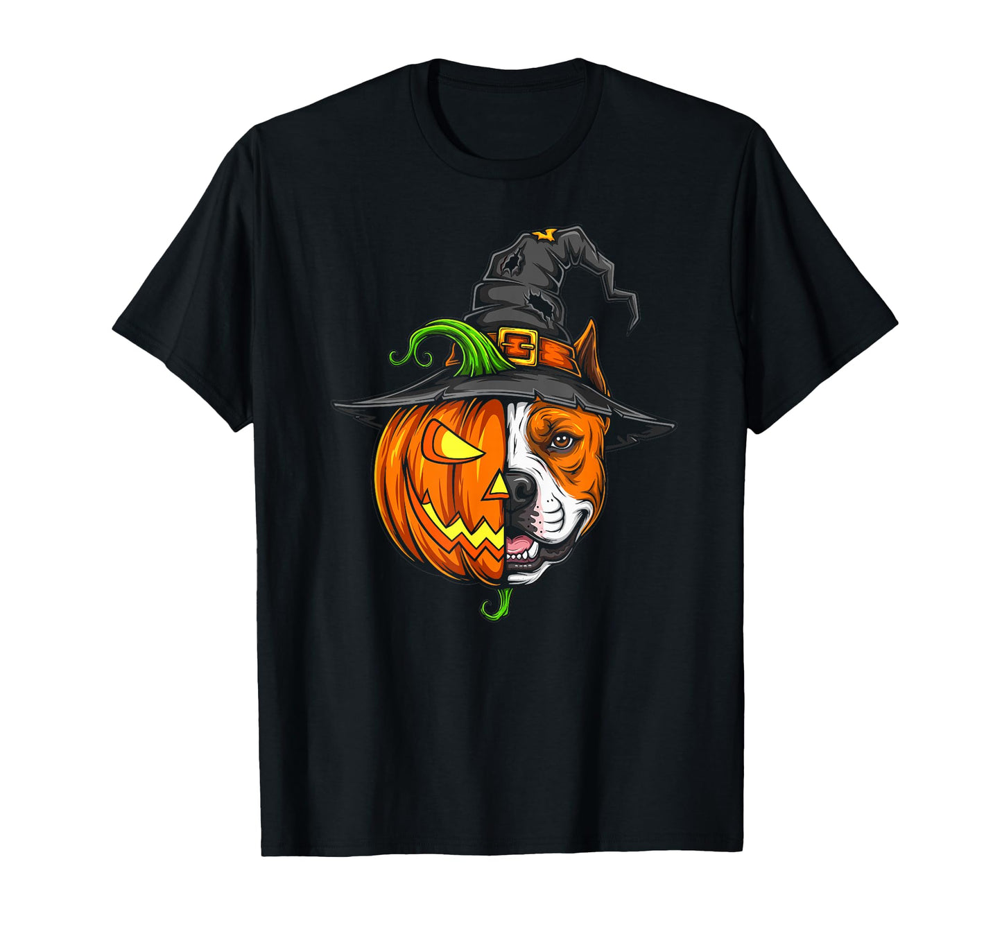 American Staffordshire Terrier Pumpkin Halloween Mens Womens T-Shirt