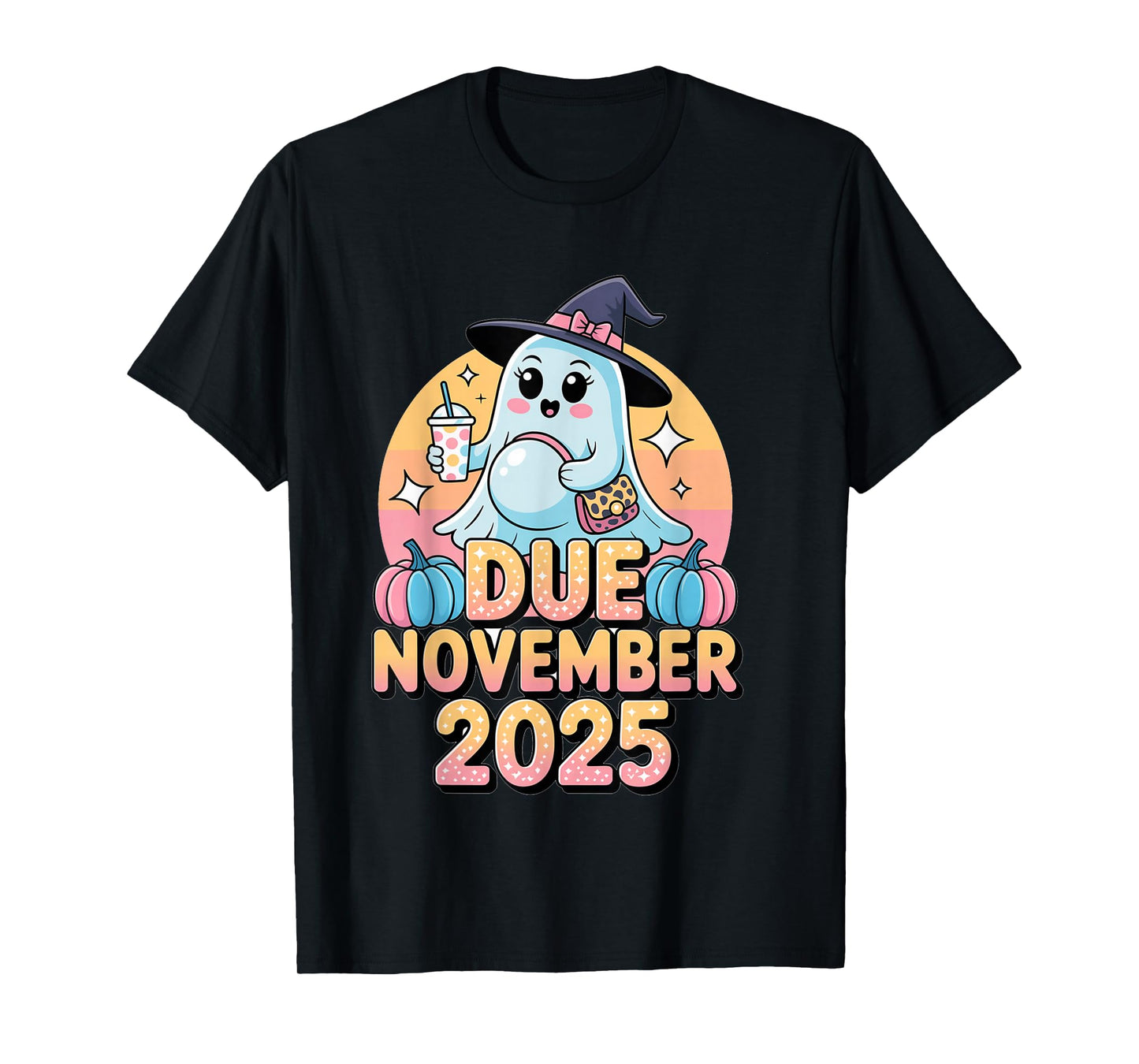 Halloween Pregnant Due November 2025 Mama Ghost Baby Mom T-Shirt
