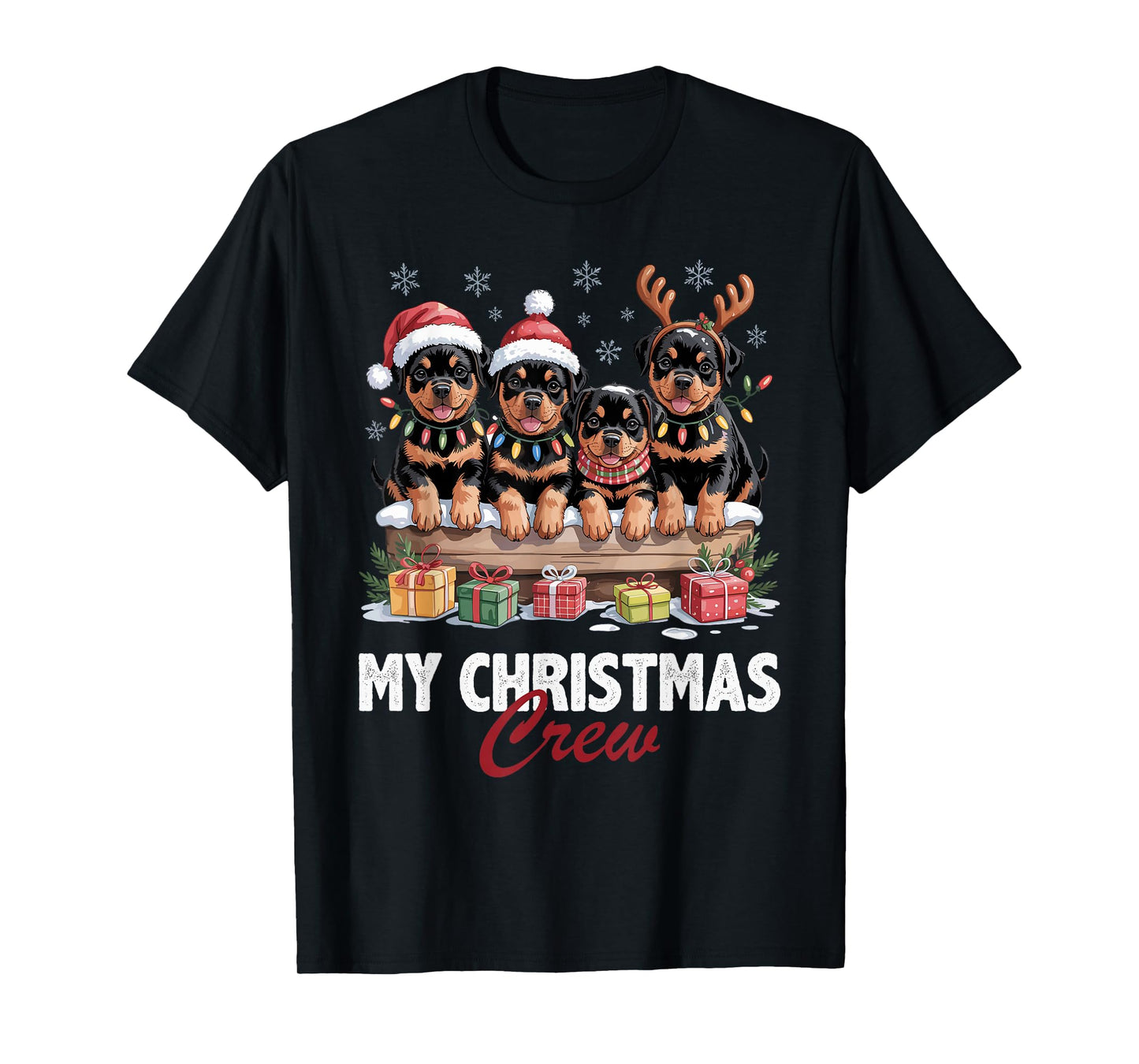 Rottweiler Christmas Crew Funny Dog Lovers Holiday Pajama T-Shirt