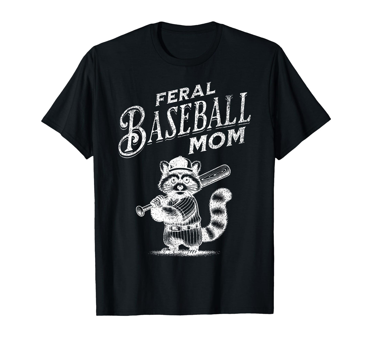 Retro Raccoon Feral Baseball Mom Trash Panda Sport Lover T-Shirt