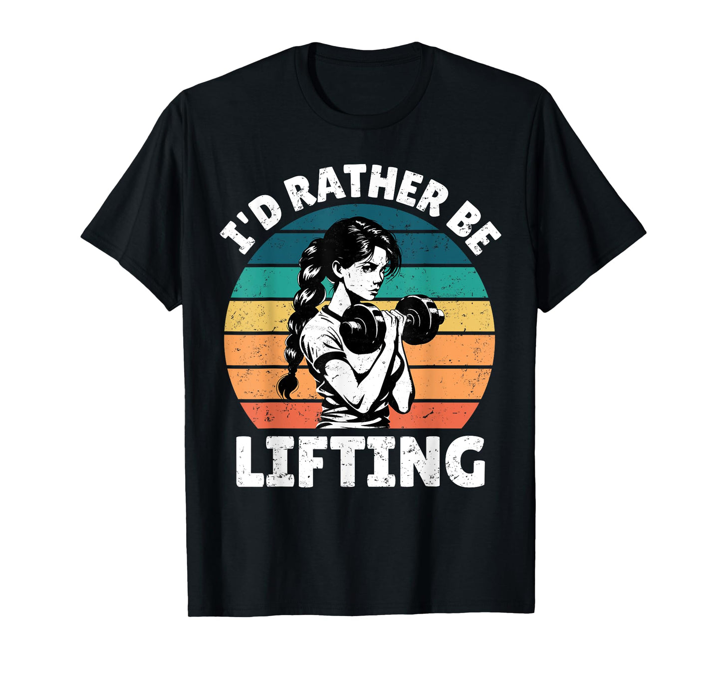 I'd Rather Be Lifting Funny Gym Vintage Sunset Fitness T-Shirt