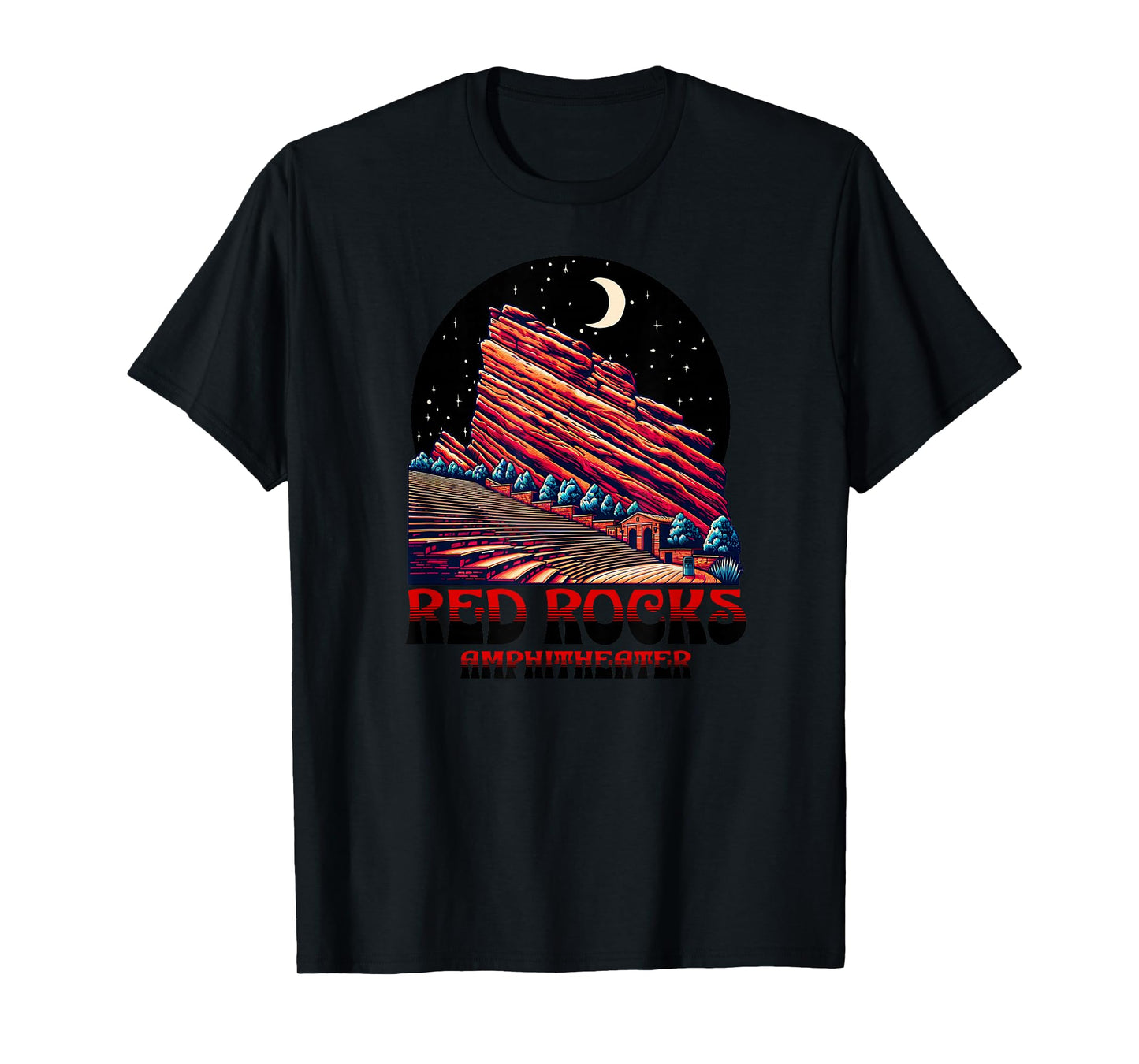 Red Rocks Amphitheater & the Moon - Morrison Colorado T-Shirt