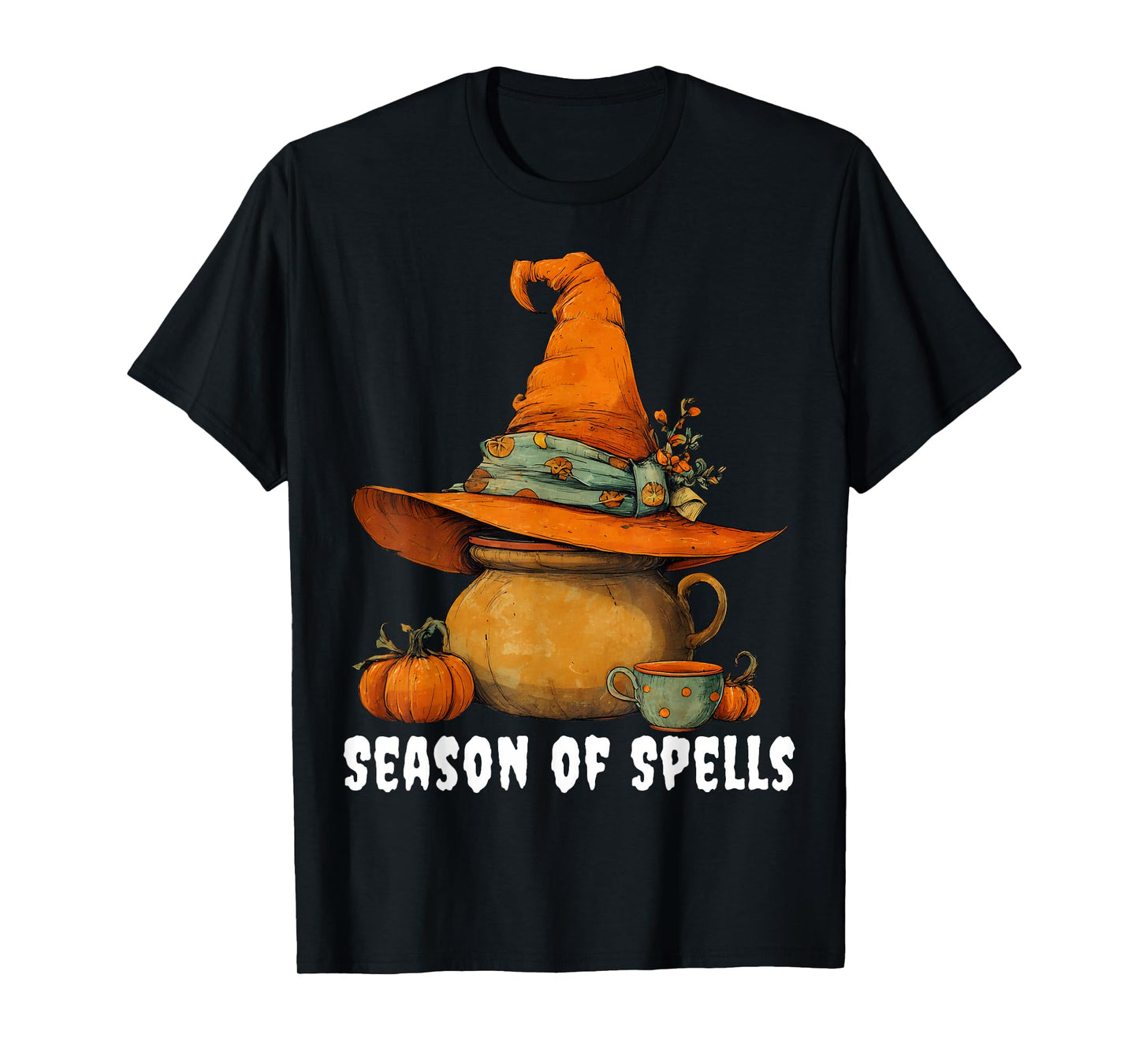 Season of Spells Witch Hat & Pumpkin Thanksgiving Halloween T-Shirt