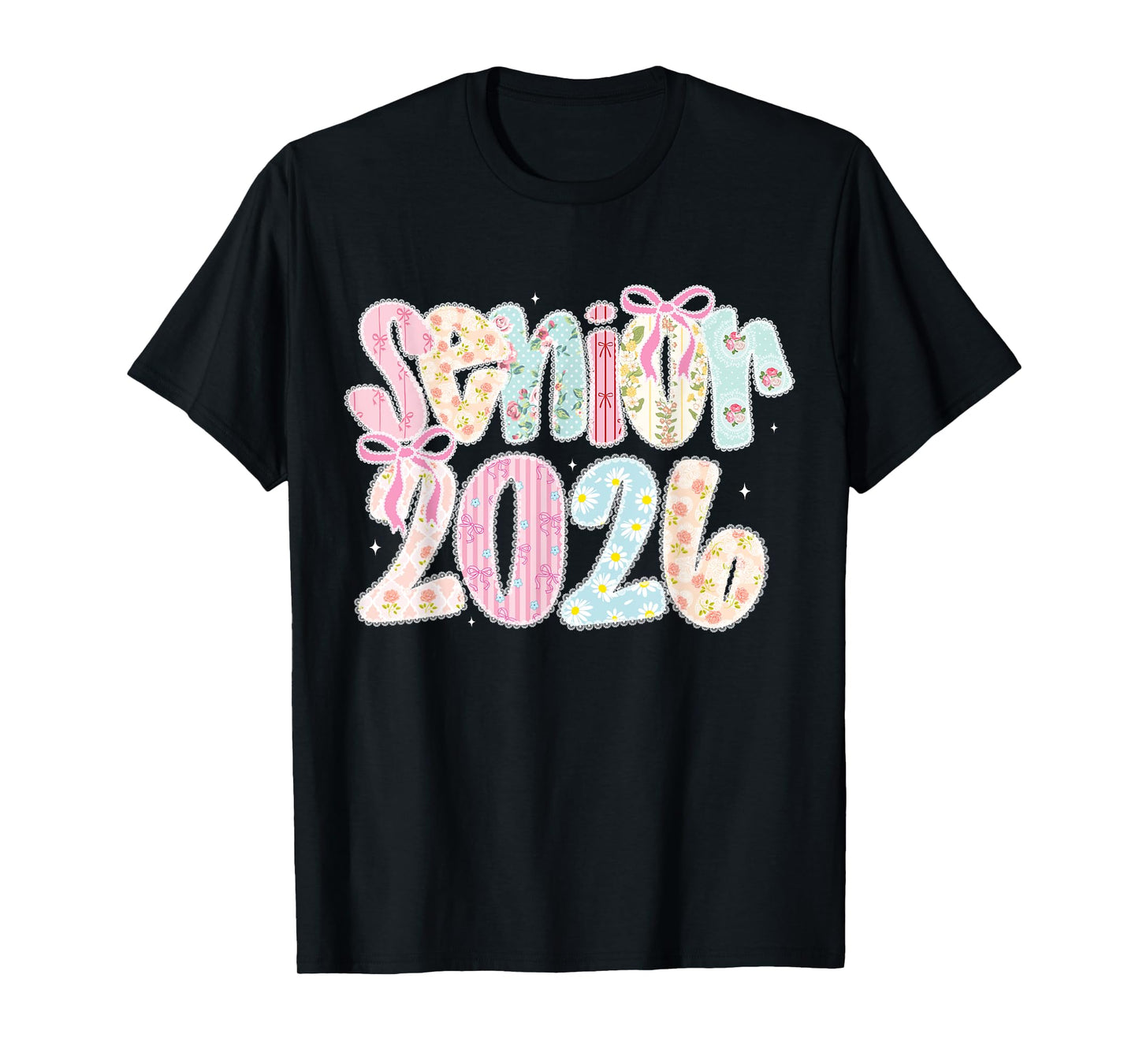 Coquette Lace Floral Pastel Senior 2026 Senior 26 Graduation T-Shirt