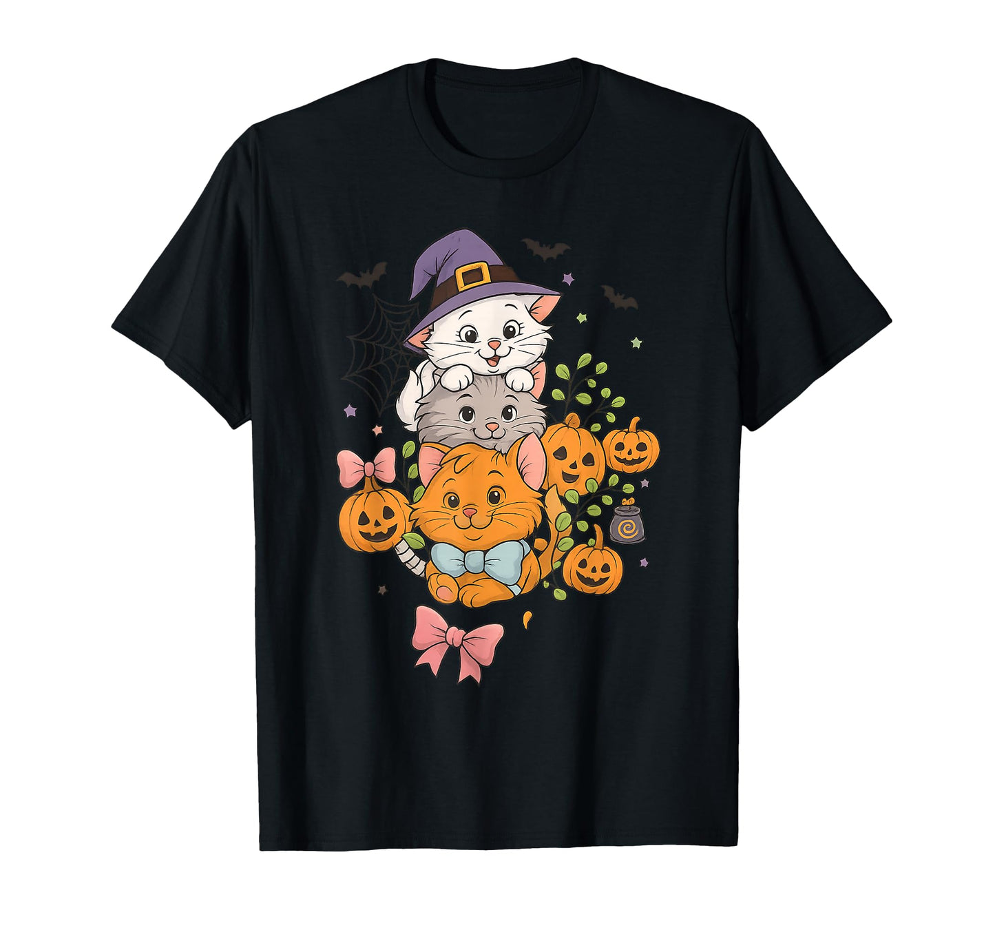 Cute Halloween Cats Kawaii Witch Kitty Pumpkin Cat Lovers T-Shirt