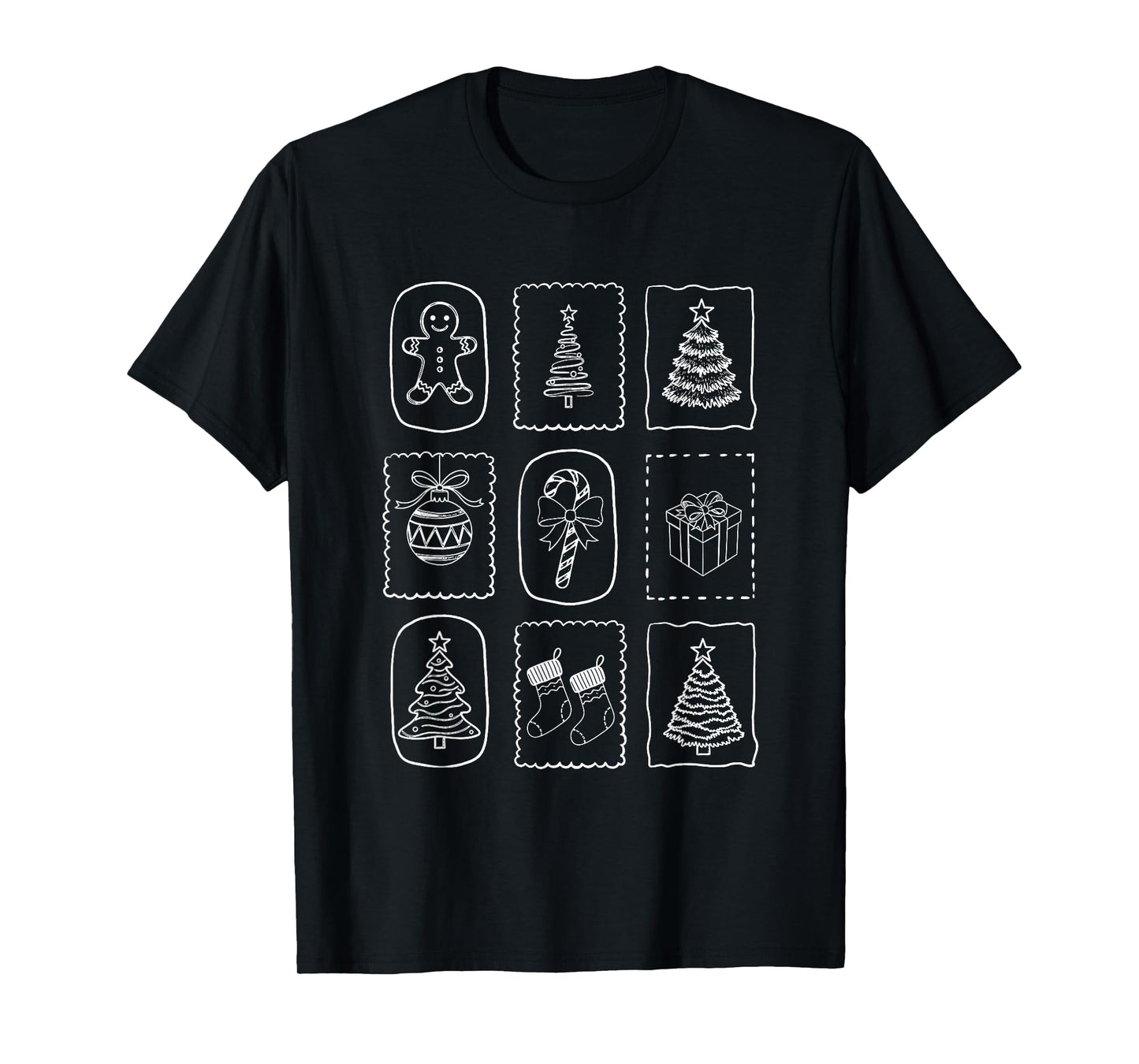 Christmas Doodle 2025 Coquette Bow Xmas Tree Ornaments Santa T-Shirt