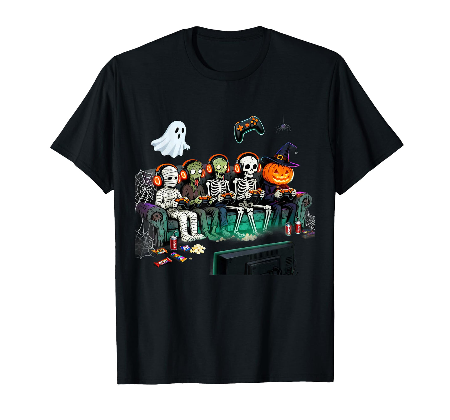 Halloween Boys Kids Gamer Dinosaur Skeleton Ghost Witch T-Shirt