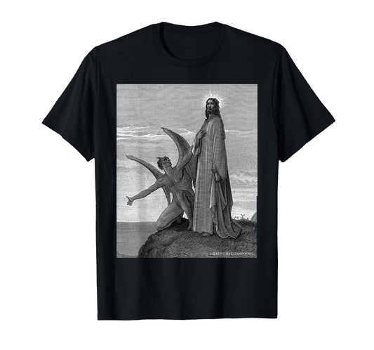 Jesus Christ Temptation of Satan Wilderness by Gustave Dore T-Shirt