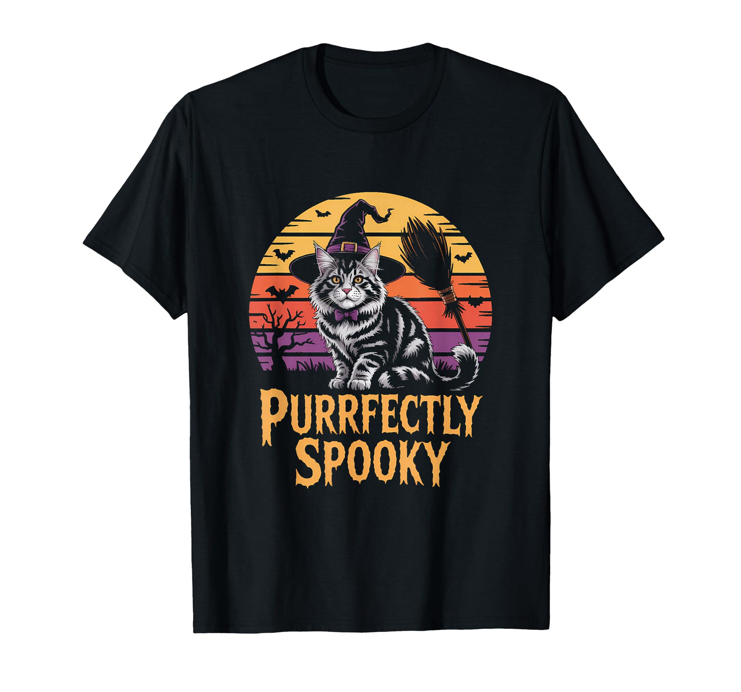 Maine Coon Cat PURRFECTLY Spooky Halloween T-Shirt
