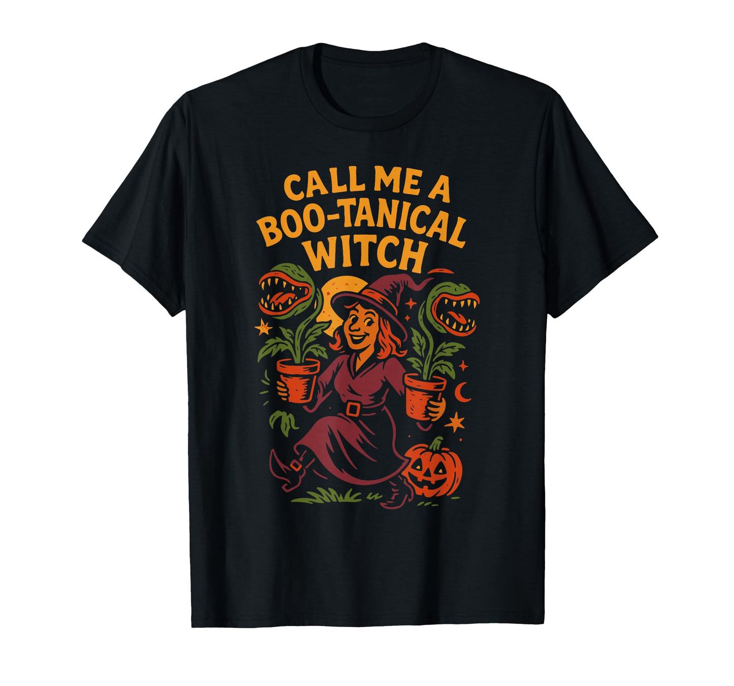 Call Me A Boo-tanical Witch Halloween Design T-Shirt