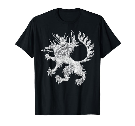 Vintage Cerberus Three Headed Dog T-Shirt - Unisex-Adults, Black, Small, Short Sleeve, T-Shirt, Vintage Graphic Tee