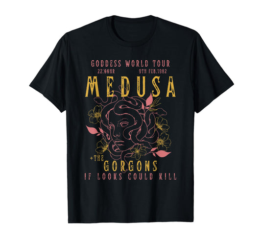 The Female Gaze Medusa Distressed Band | Goddess World Tour T-Shirt