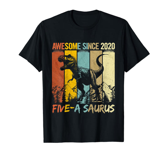 5 Year Old Dinosaur 5th Birthday T Rex Dino Five Saurus T-Shirt