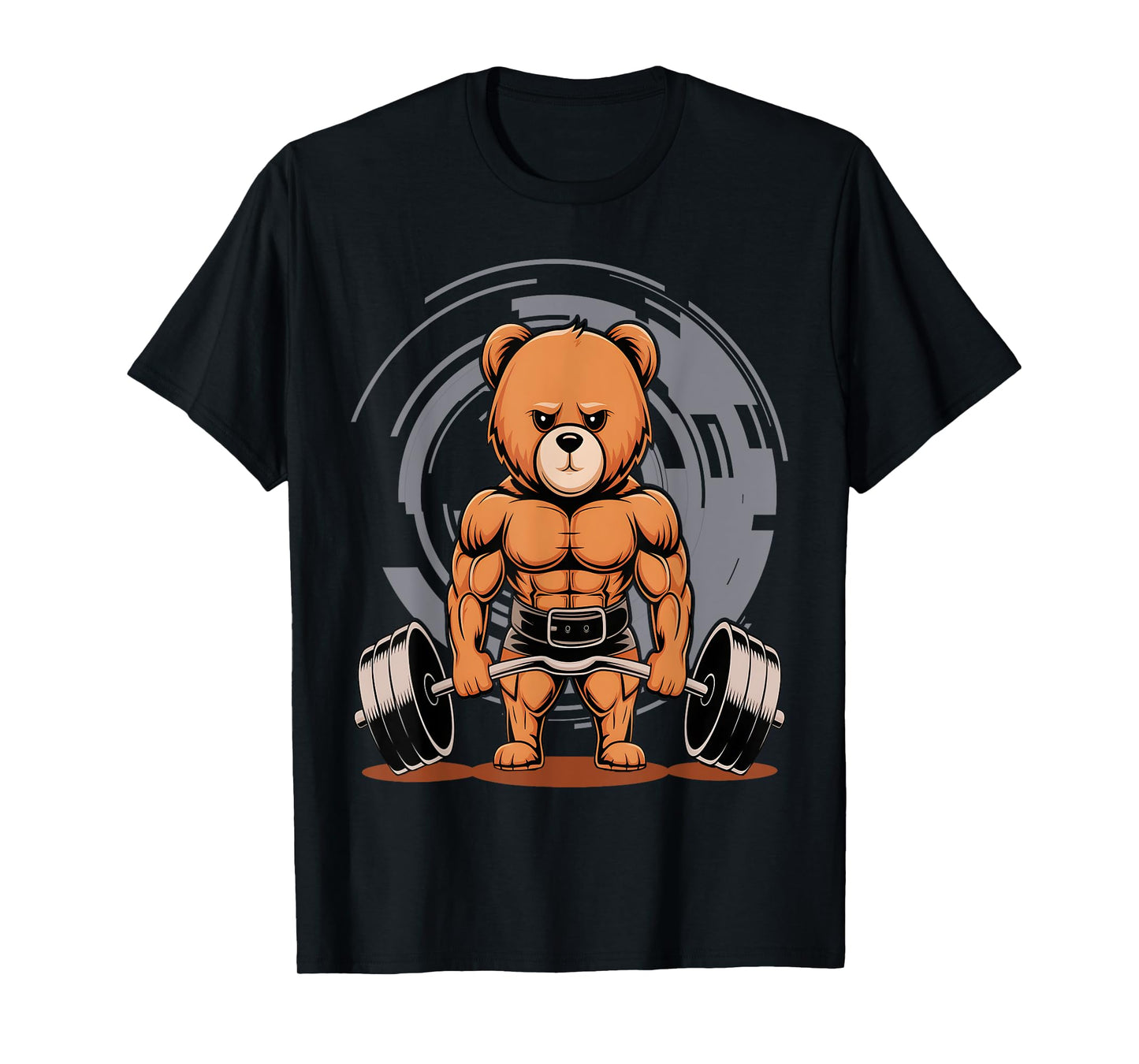 Funny Teddy Bear Lifting Weights Gym Workout Animal T-Shirt