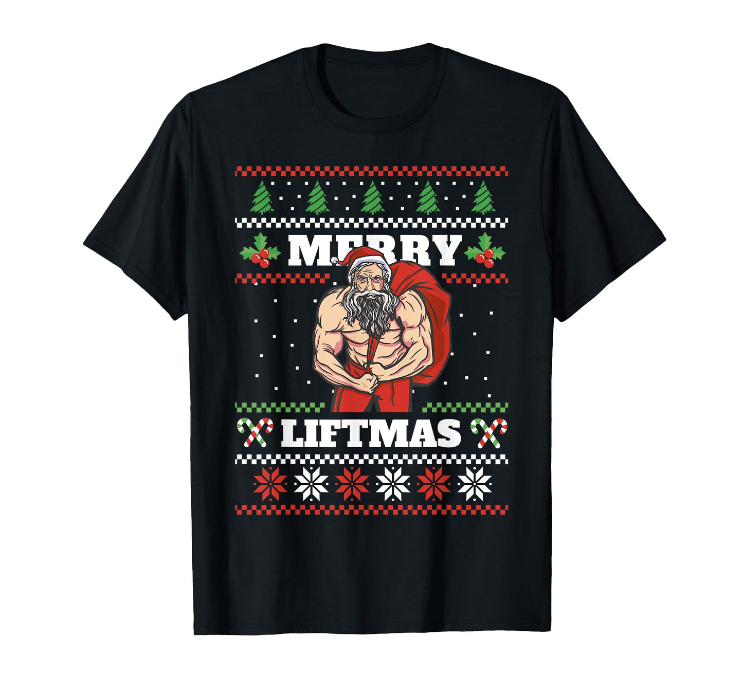 Santa Claus Weightlifting Christmas Fitness Gym Xmas Men T-Shirt