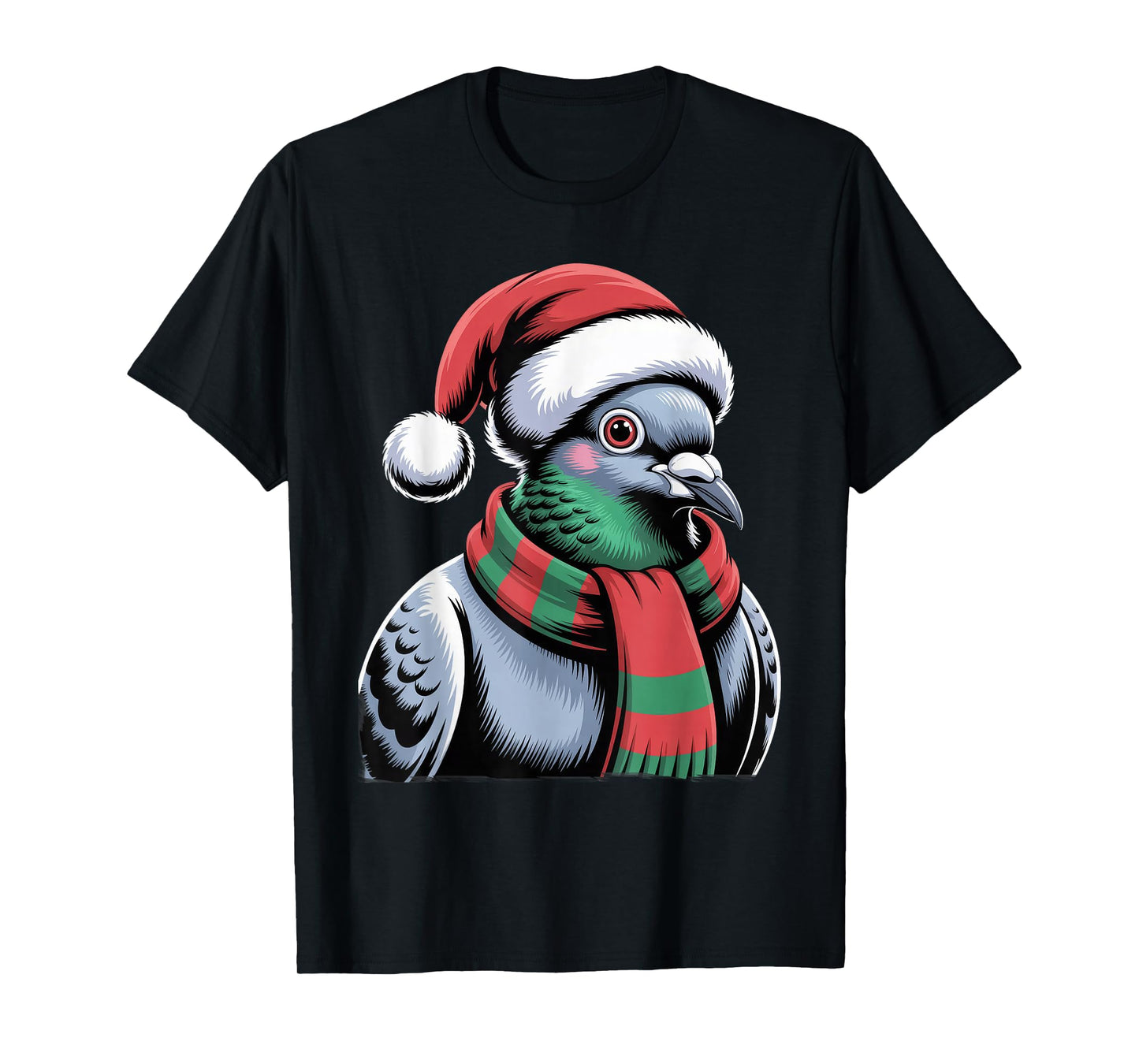 Funny Dove Xmas Santa Hat Scarf Christmas Family Pajamas PJ T-Shirt