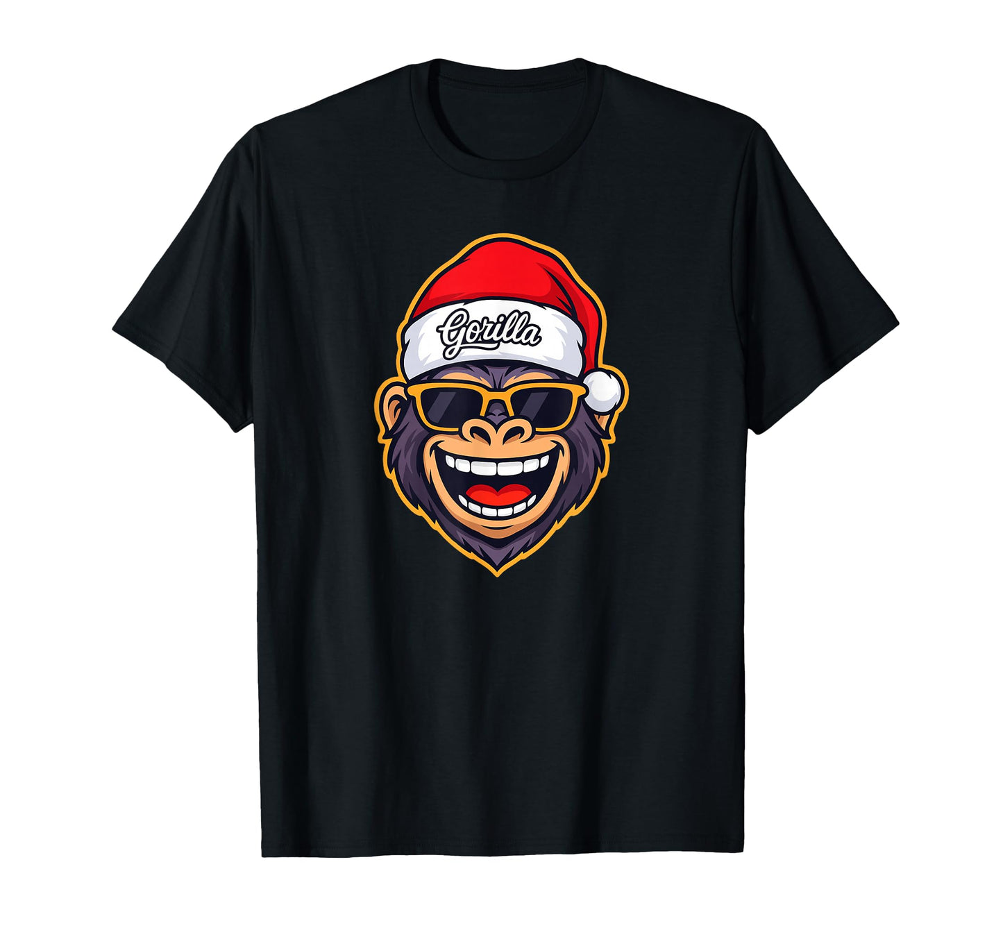 Funny Gorilla Christmas Santa Hat Sunglasses Holiday Xmas T-Shirt