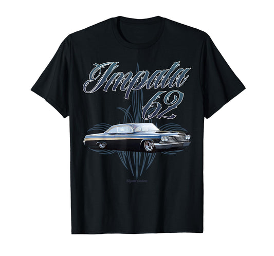 1962 Impala w text Low Rider Kustom Lead Sled Hot Rod Muscle T-Shirt