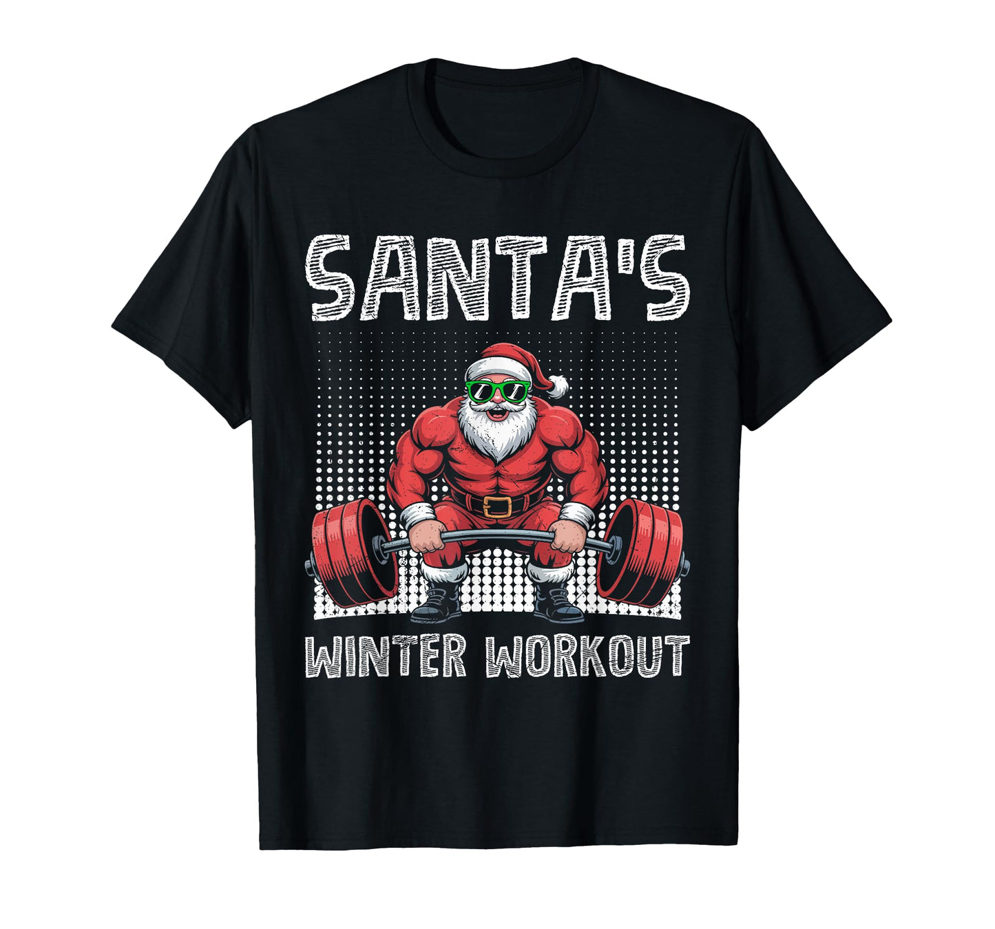 Santa's Winter Workout Weight Training Funny Gym T-Shirt