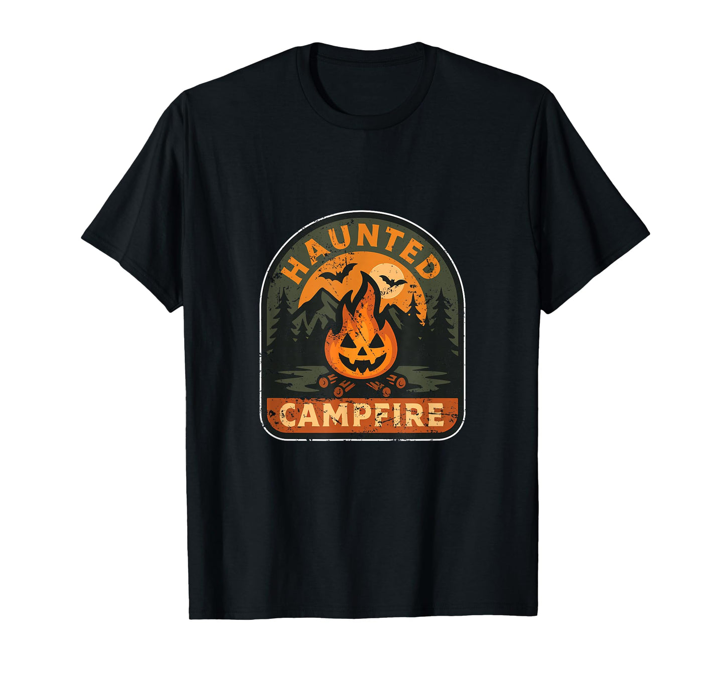 Haunted Campfire Patch Halloween T-Shirt