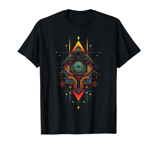 Sacred Geometry Metatron Abstract Aztec Pattern Spiritual T-Shirt
