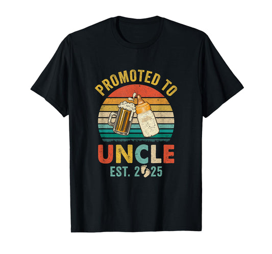 Promoted To Uncle Est 2025 Vintage New Uncle Fathers Day T-Shirt