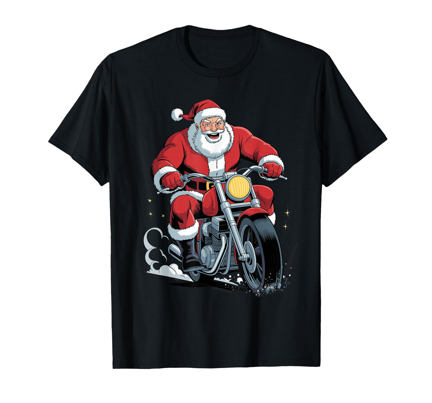 Funny Santa Riding Motorcycle Holiday Christmas Xmas Pajama T-Shirt