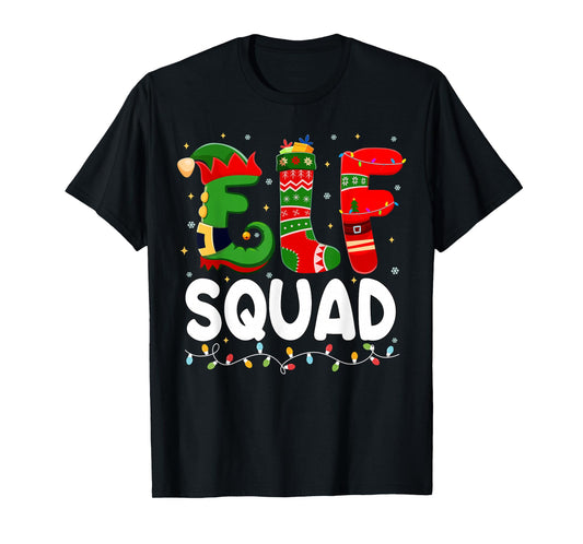 Elf Squad Funny Christmas Family Matching Pajamas Men Women T-Shirt