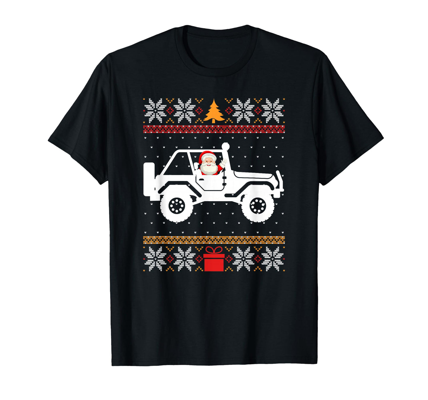 Santa On The 4x4 Offroad Vehicle Ugly Xmas Sweater T-Shirt