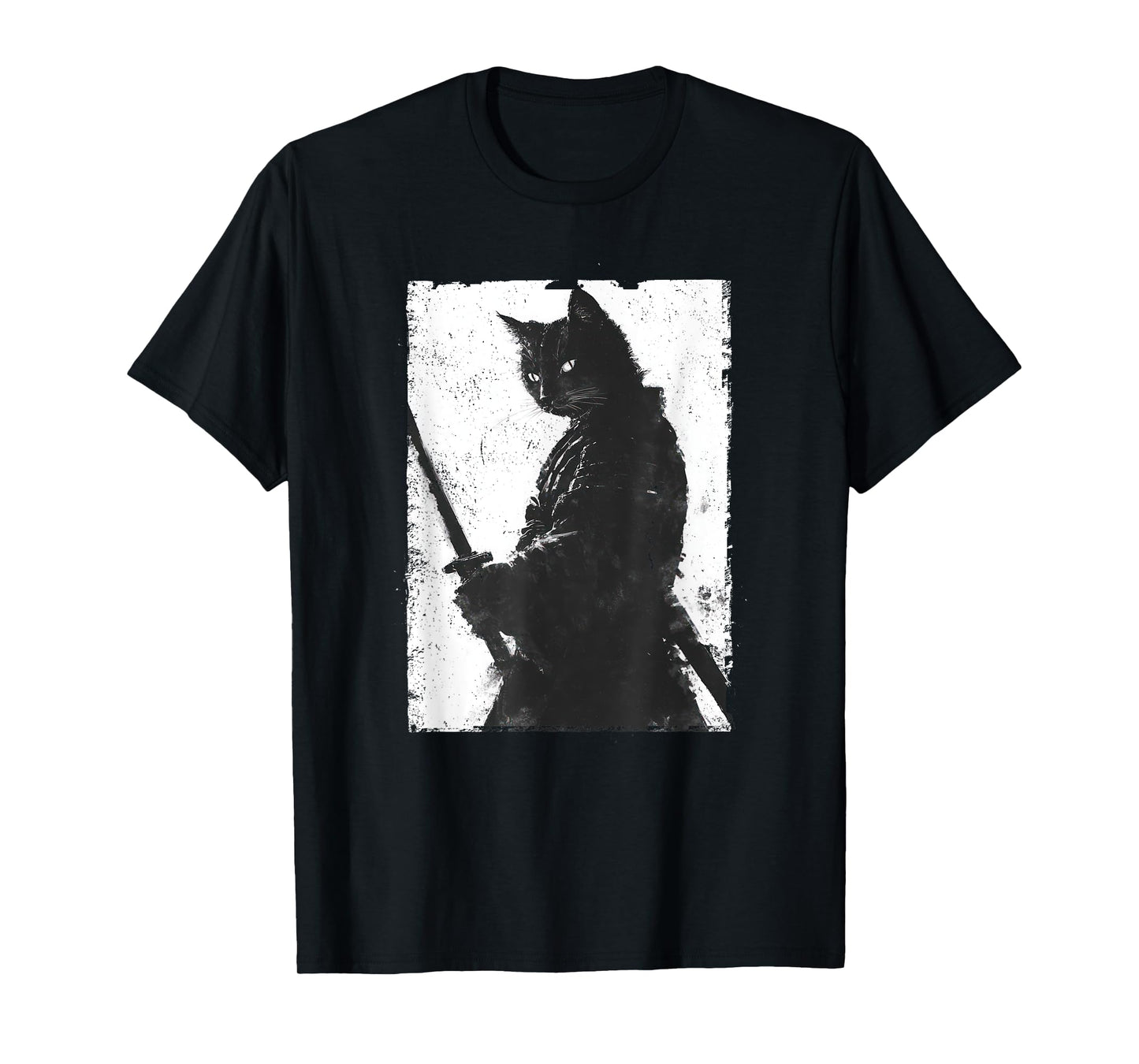 Vintage Samurai Cat Graphic Art Japanese Ukiyo-e T-Shirt for Men Women Girls Kids