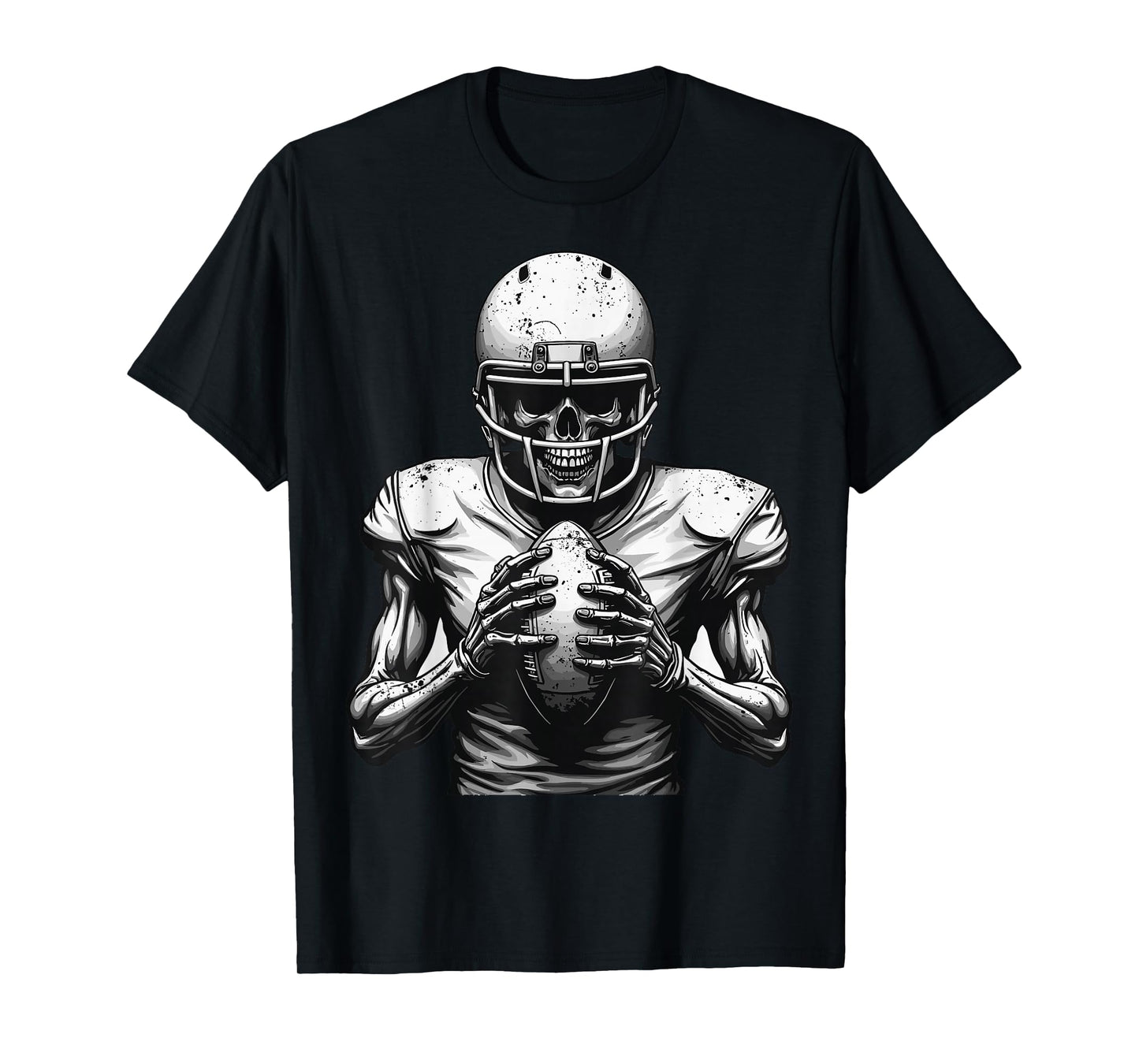 Halloween Skeleton Football Player Spooky Sports Graphic T-Shirt